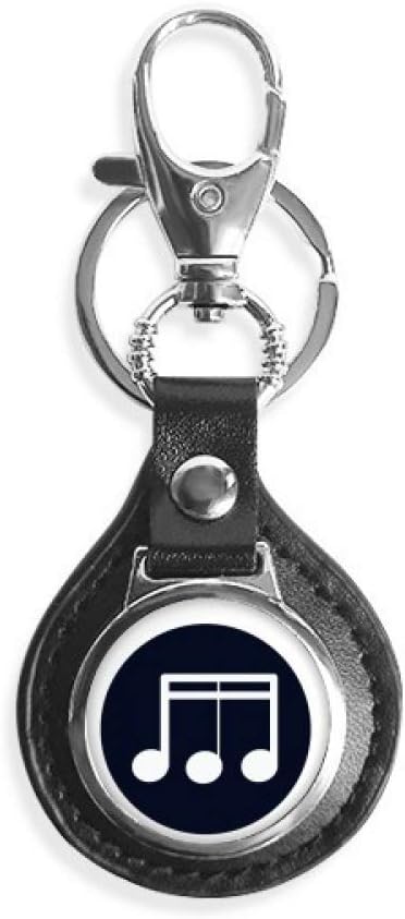 DIYthinker Triple-demiquaver Music Note Black Key Chain Ring Keyholder Hook Leather Metal