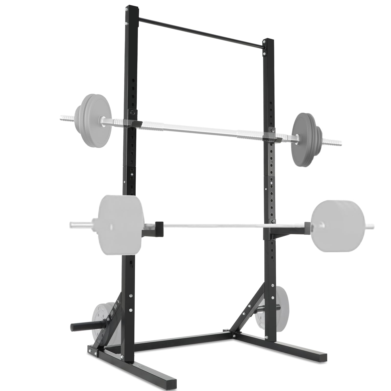 ISE Cage Squat Musculation, Support Barre Musculation Squat Cage, Rack de Squats, Pull Up Rack avec Barre de Traction Stable&Solide, Rack Musculation 23 Positions Réglable, Power Rack Home Gym Noir