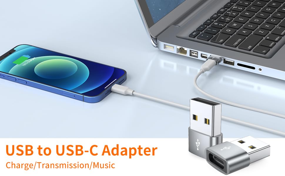 Image of Crasts USB Type C USB Type C Female to USB Male Adapter Connector Converter Works with Laptops,Chargers Compatible for iPhone, Airpods, iPad, Samsung Galaxy, Google Pixel (Pack of-2) (Silver)