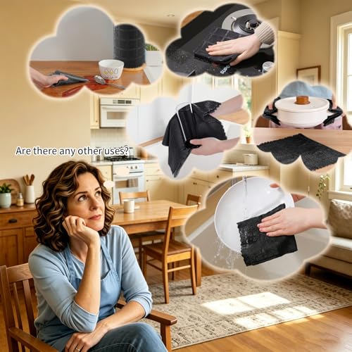Image of Ferdilan 80 Pack Microfiber Cleaning Cloth Roll,Lint Free Rags Paper Towels & Tear Away Reusable Towels,Washable Shop Rags,Wash Cloths Dish Rags(12 inch x 12 inch) for Car Kitchen Window Garage-Black