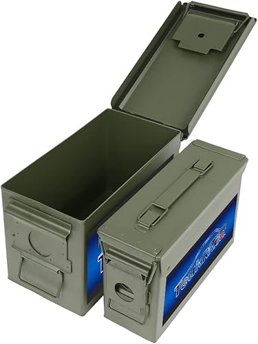 Miniatura 3 de TeukRiGa Caja de munición metálica combinada de 30 y 50 cc, paquete de 2, estuche para contenedores de almacenamiento impermeables con cerradura