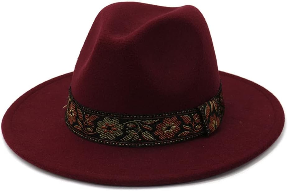 JSEIAJB Men Wool Fedora Hat Lady Winter Autumn Wide Brim Panama Sombrero Cap Woolen Vintage Trilby