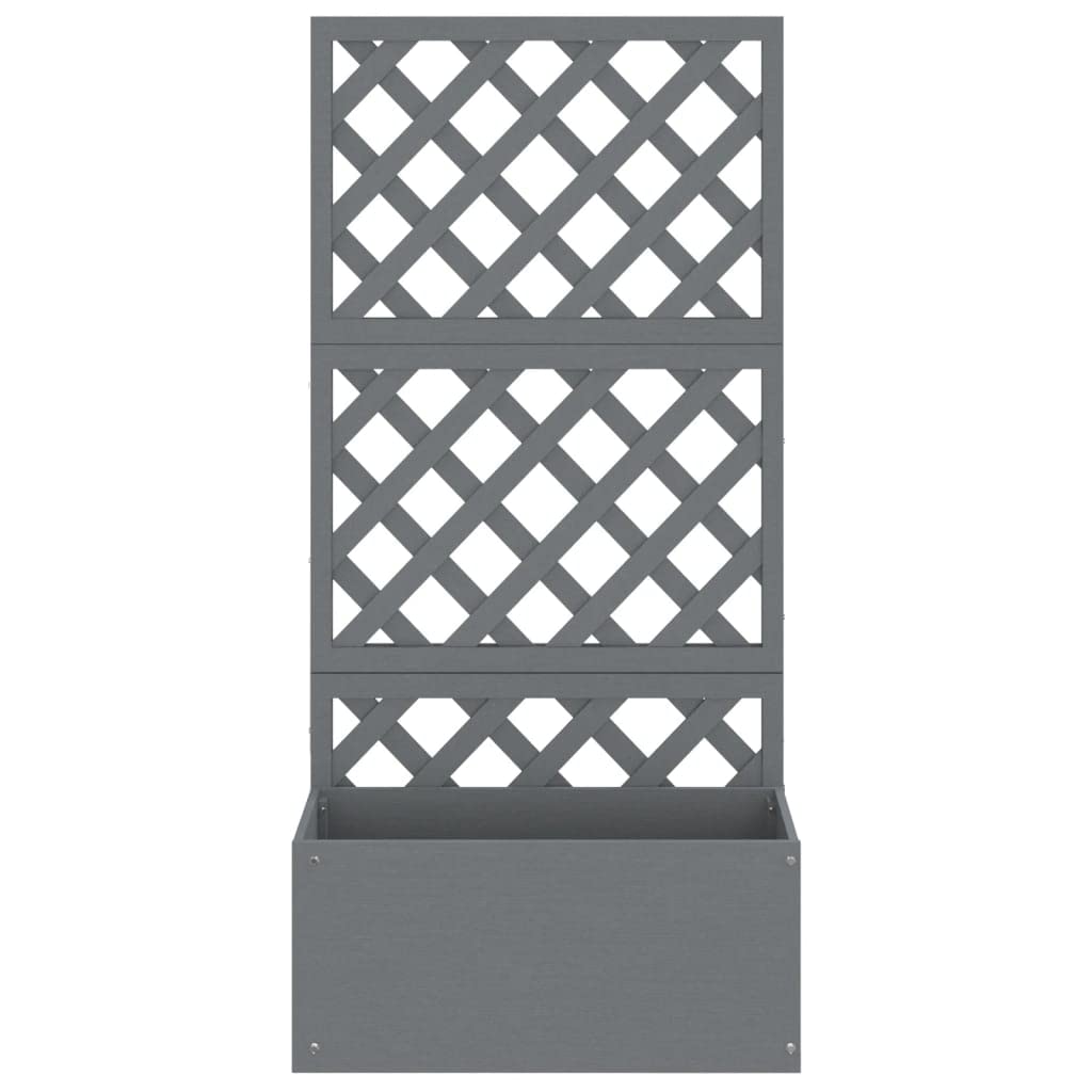 Blumenkasten mit Rankgitter Grau WPC 65x33x135 cm wetterfestes Pflanzgefäß für Garten Balkon Terrasse mit Bewässerung Abflussloch und Untersetzer als Balkonkasten und Hochbeet