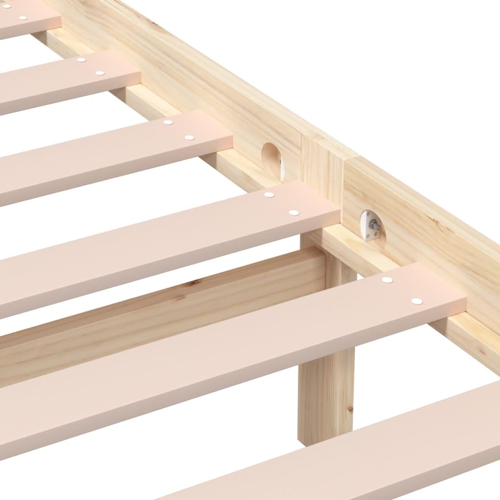 Lite drewno sosnowe z zagłówkiem klasyczny model brąz 135x190cm | Rama łóżka 135x190 cm lite drewno sosnowe z zagłówkiem solidne listwy