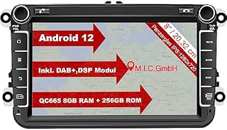 M.I.C. AV8V6 Android 10 radio samochodowe z systemem nawigacji: DSP DAB+ radio cyfrowe BT 5.0 WLAN, 8, IPS, szkło pancerne, ekran AHD 4G+64G USB, SD, GPS ,tuning do marek VW, Skoda, Seat, Polo, Golf, Passat, Touran T5