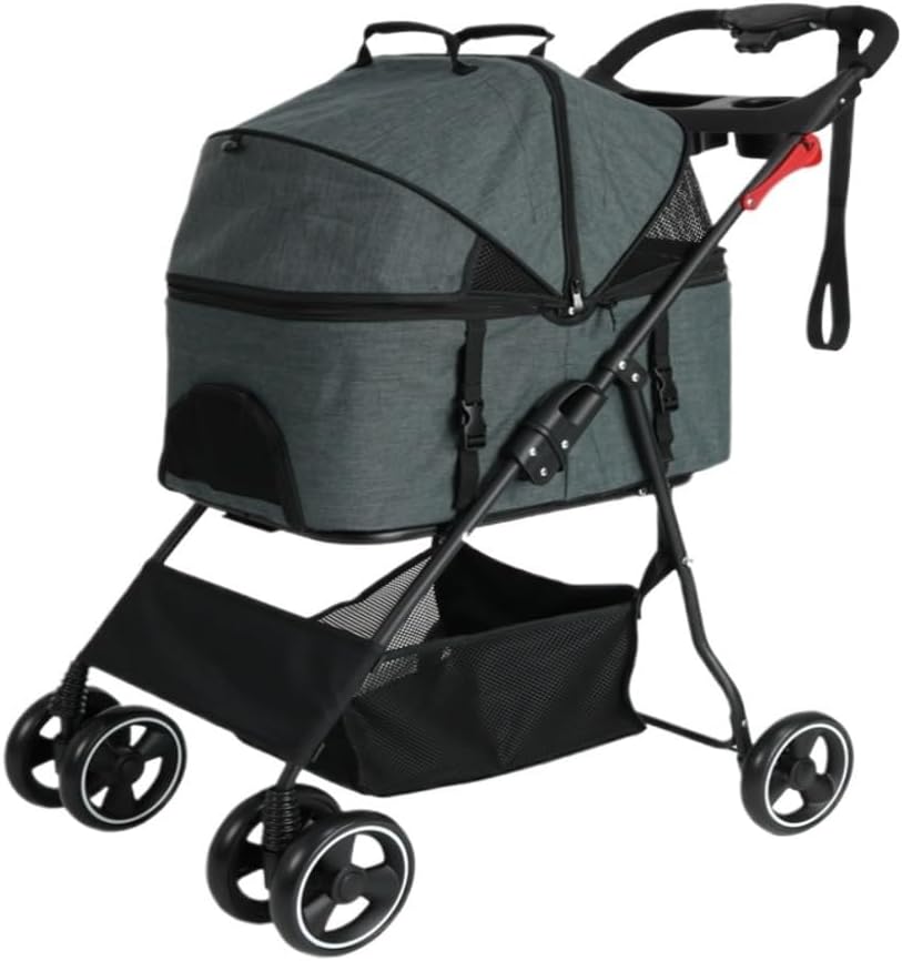 Pet Strollers Pet Stroller Detached Dog and Cat Stroller Pet Stroller Portable Lightweight Luggage Folding Scooter Pet Stroller Medium(Pink)