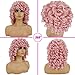 andromeda Pink Curly Wigs for Black Women Short Kinky Curly Wig with Bangs Loose Curly Heat Resistant Fiber Hair Wig for Women Halloween Cosplay Party Wigs (Pink)