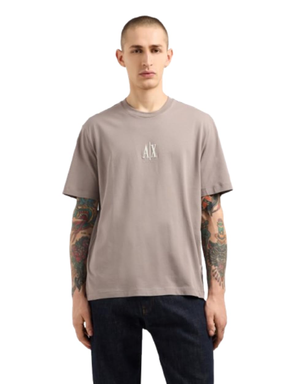 Armani Exchange Icon Project, Embroidered Logo Camiseta, Madera Flotante, XXL para Hombre