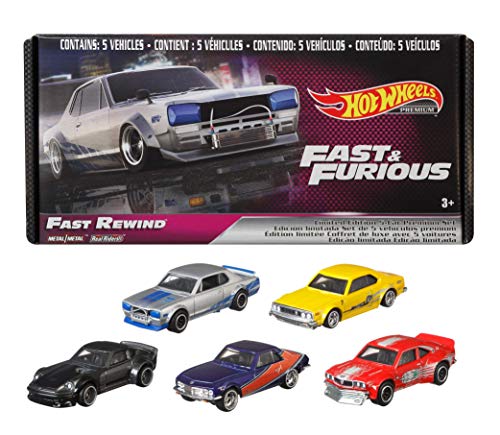 Hot Wheels Fast & Furious Bundle, 5 Premium Vehicles from Fast & Furious Movie Series, 1:64 Scale Die-Cast Vehicle Collection, Toys for 3 Year Olds and Up [Amazon Exclusive]