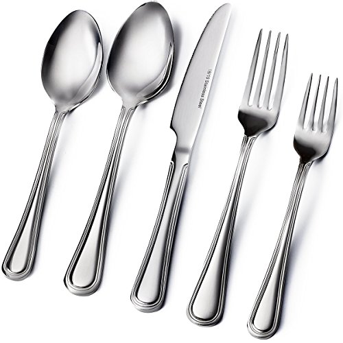 Sagler 20-Piece Flatware Set - heavy duty flatware sets - 18/10 Stainless Steel silverware sets - Set for 4