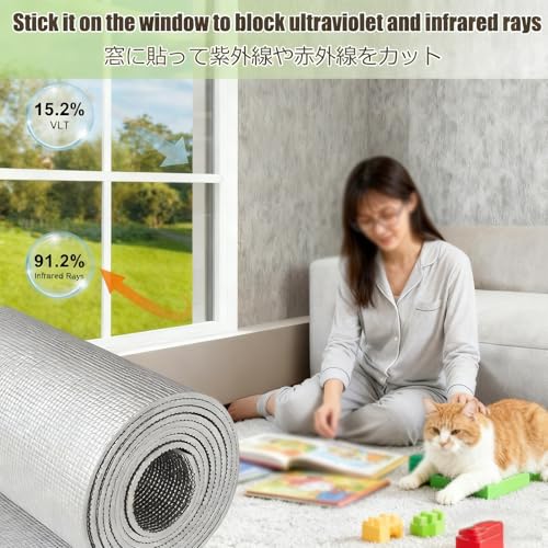 Rollo de aislamiento reflectante de radiador de alto rendimiento, barrera térmica de burbujas para ventanas y suelos, doble capa reflectante del calor (500 cm, 2 cm)