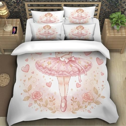 Housse de couette ballerine 3D en microfibre premium parure de lit douce lit simple