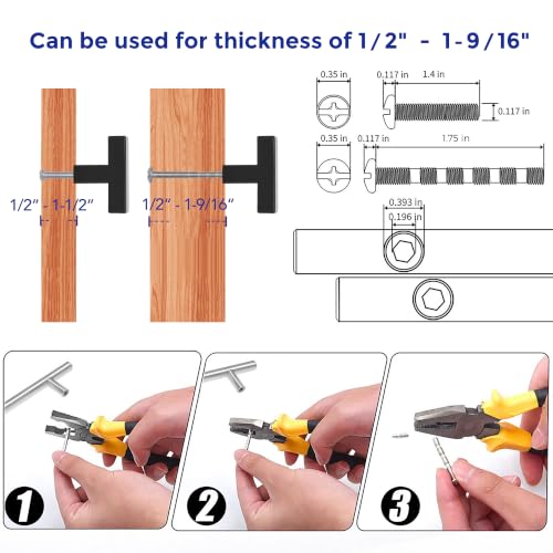 Image of Ravinte 20 Pack Kitchen Matte Black Cabinet Handles Single Hole Center Stainless Steel Square Cabinet Pulls for Dresser Drawer Cupboard Handles with Screwdriver