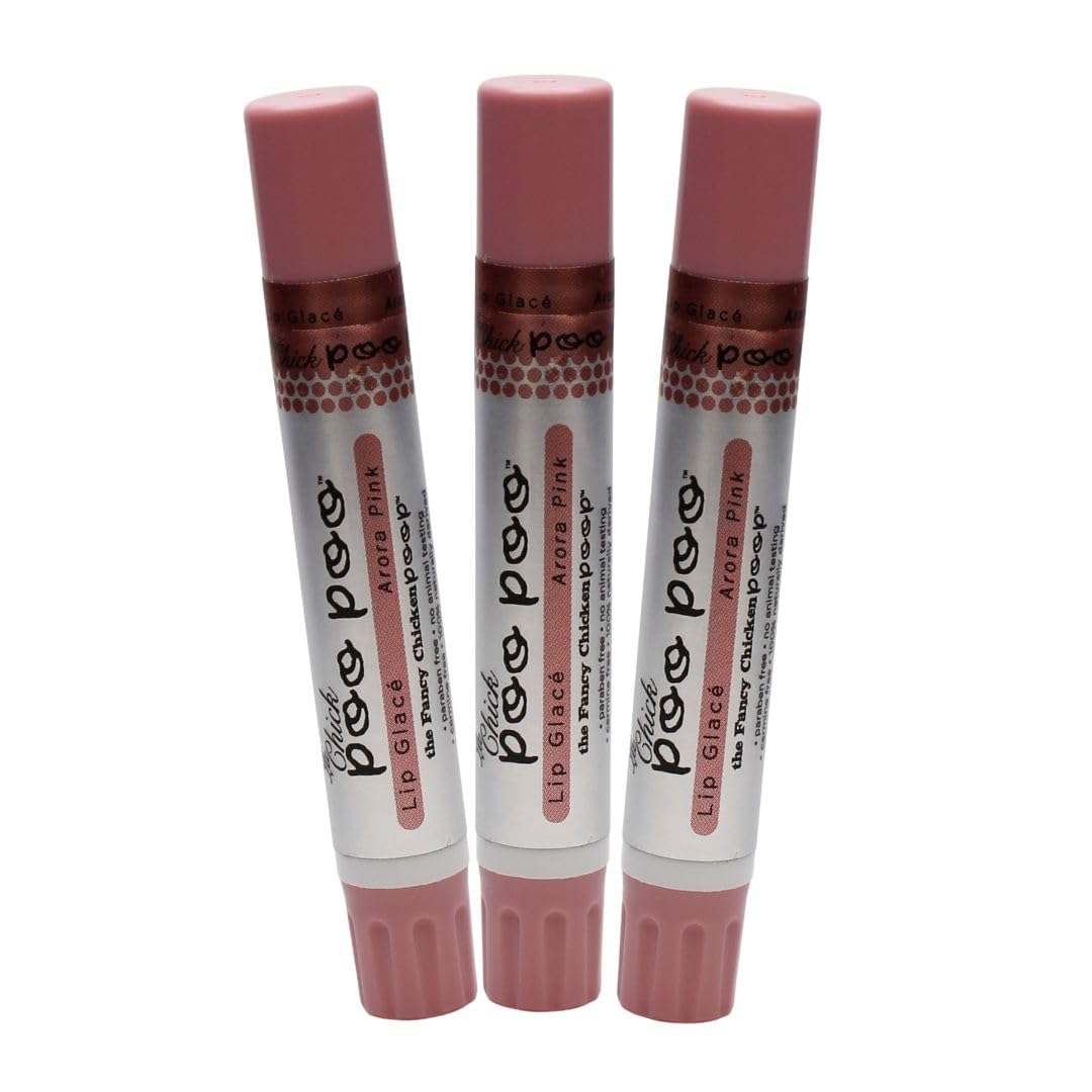 Lip Shimmer by Simone Chickenbone - 100% Natural Moisturizer La Chick Poo Poo Tinted Lip Balm - Vitamin E Lip Plumper for Dry, Chapped Lips - 3 Pack