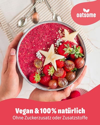 OATSOME® Alice Im Beerenland | Smoothie Bowl Mit Acai & Erdbeeren | 100% Natürlich, Vegan & Ohne Zuckerzusatz + Zusatzstoffe | Einfache Zubereitung | Frühstück | Superfoods | Gefriertrocknung | 400g