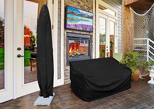 Nettypro Umbrella Cover For 10Ft To 12Ft Outdoor Umbrellas, Waterproof And Durable Market Umbrella Parasol Cover With Zipper And Rod, Black #TOP6