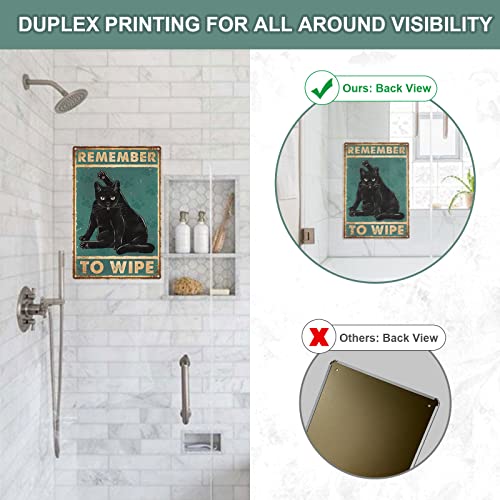 Vintage Funny Black Cat Signs, Duplex Printed Retro Bathroom Signs Home Wall Decor, Cat Poster For Restroom, Washroom, Toilet, Ideal Gift For Cat Lovers 8X12 Inches, 2Pcs #TOP2