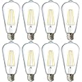 Sunco 8 Pack 60W Vintage LED Edison Bulbs Equivalent 8.5W CRI92 800 Lumens, Dimmable ST64 Filament 3000K Warm White E26 Medium Base Light Bulbs High Brightness Clear Glass Waterproof UL