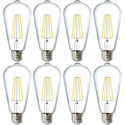 Sunco 8 Pack 60W Vintage LED Edison Bulbs Equivalent 8.5W CRI92 800 Lumens, Dimmable ST64 Filament 3000K Warm White E26 Medium Base Light Bulbs High Brightness Clear Glass Waterproof UL