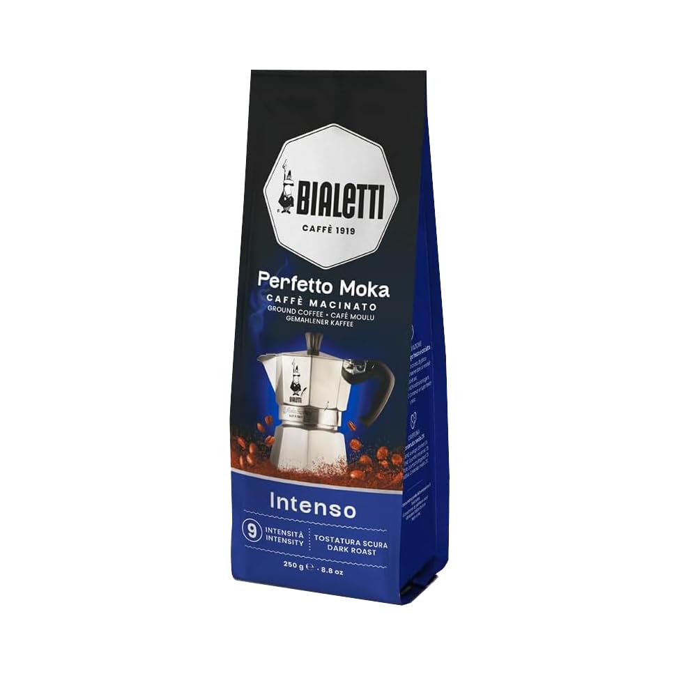 BIALETTI Caffè Macinato Perfetto Moka, 6 Sacchetti da 250 Grammi, Caramello, Tiramisù, Nocciola, Cioccolato, Intenso, Pregiato