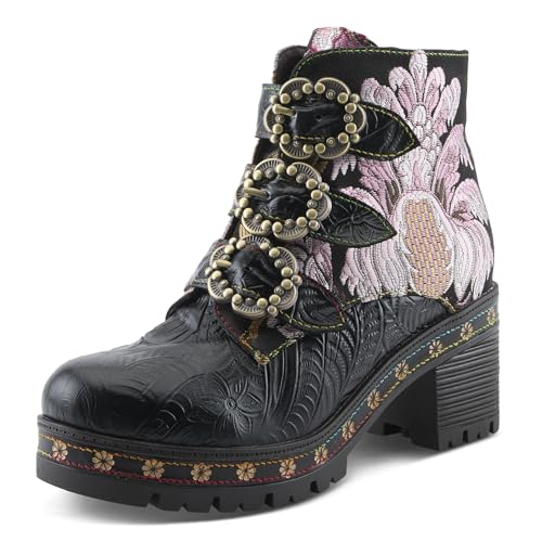 Spring Step L'Artiste Brazza Platform Booties | Bold Artistic Embroidered