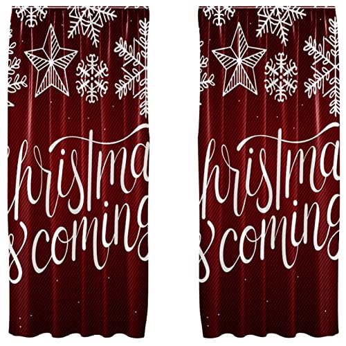 Cortinas de panel para decoración navideña, pack de 2 paneles de caída ligera en rojo, 55x84 2