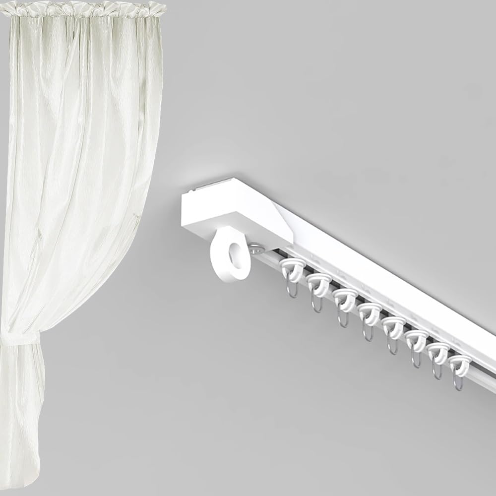 Tringle à rideau auto-adhésive réglable de 101,6 à 395,2 cm, sans perçage, pour séparateur de pièce, douche, camping-car, bureau, installation facile, montage en haut, 2 m