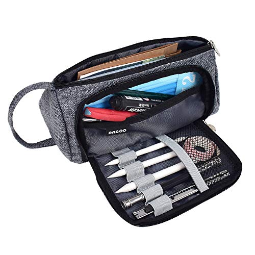 DEDC Estuche de Lona Gris para Guardar Artículos de Papelería de Gran Capacidad, Estuche para Bolígrafos, Bolsa para Suministros Escolares, Oficina, Colegio