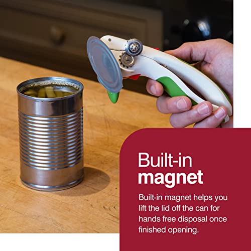 Zyliss Lock N' Lift Can Opener - Manual Can Opener With Built-In Magnet - Safety Can Opener With Stainless Steel Wheel - Handheld Kitchen Tool & Gadget - Green, 7.5" #TOP4