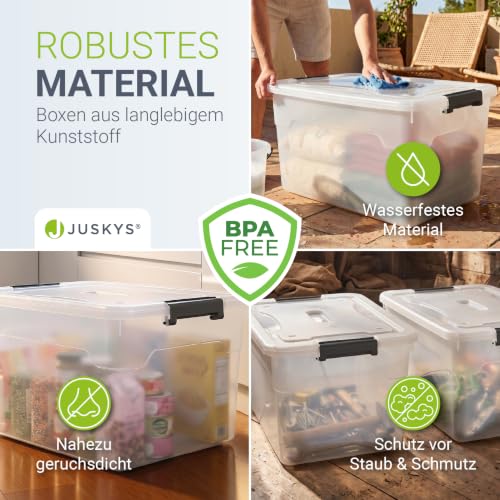 Juskys Aufbewahrungsbox mit Deckel 4er Set 45 L, transparent, groß – Ansicht 4