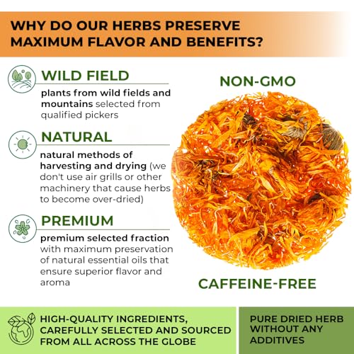 Image of 50 Bags Calendula Tea Dried Calendula Flowers Herb Herbal Tea - 50 Count 1.5 g Flower Herb