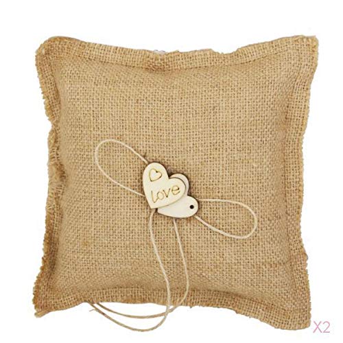 burlap hessian ring bearer pillow cushion rustic wedding party 18cm