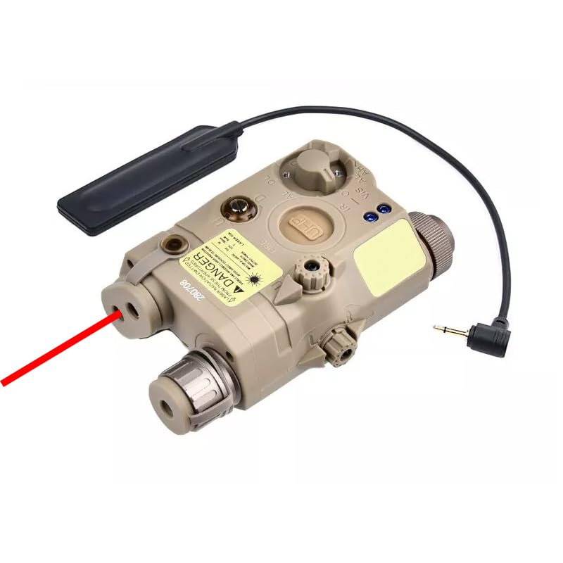 Plastic PEQ15 Box Aiming Laser Sight(with Red Laser+IR Fill Light+Strobe/Momentary/Constant White LED Flashlight), & Pressure Switch & Pressure Switch Mount Slot Combo,for 20mm Rail, Tan