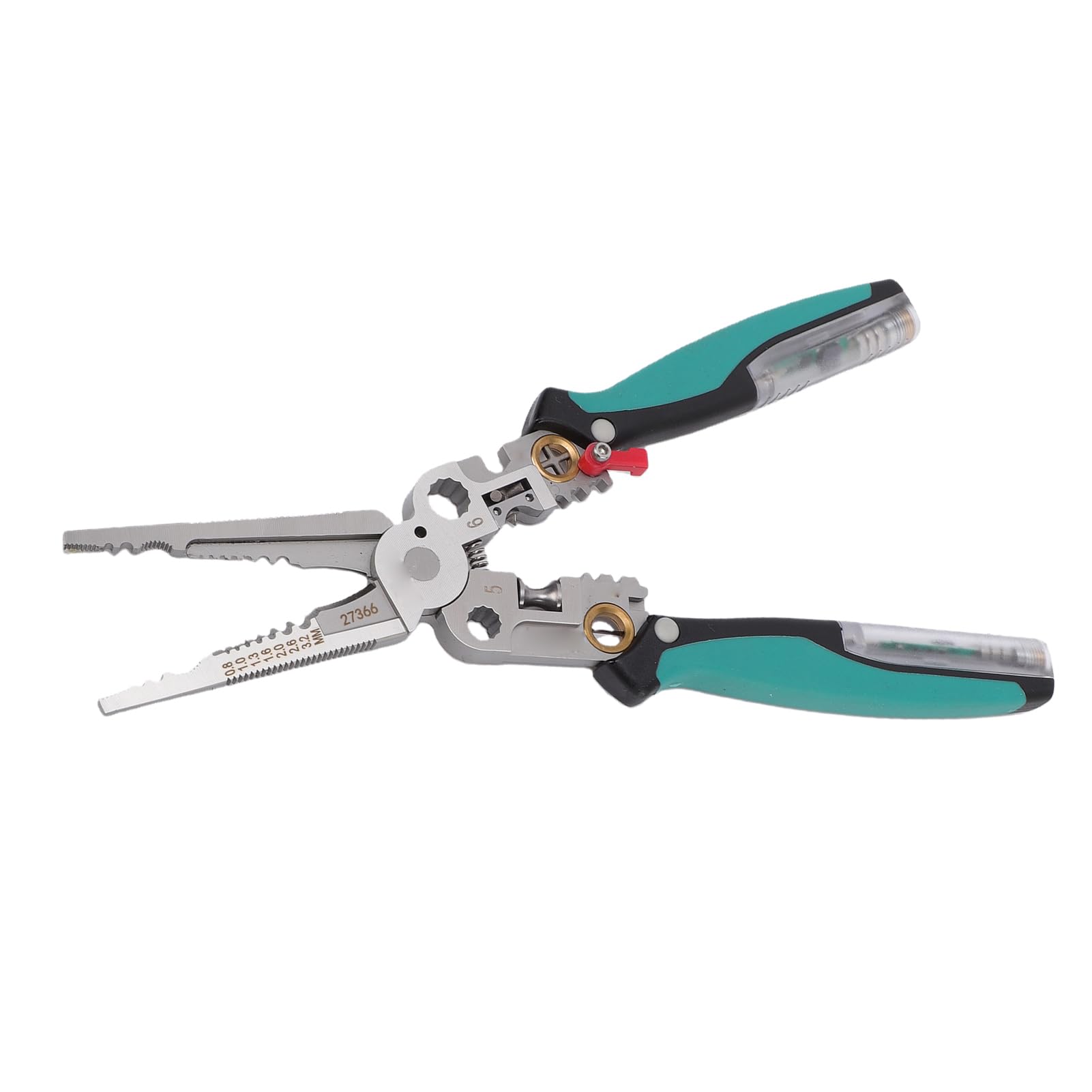 Pinza Spelafili 23 in 1, Strumento Multifunzione per Tagliare, Crimpare e Spelare Fili con Tester Elettrico Rimovibile, per Elettricisti, Impianti di Riscaldamento, Ventilazione