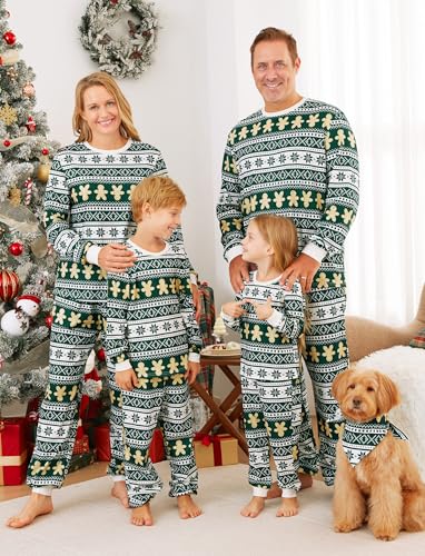 PATPAT Conjunto de pijamas de Natal para a família, com estampa de rena e floco de neve, conjunto de