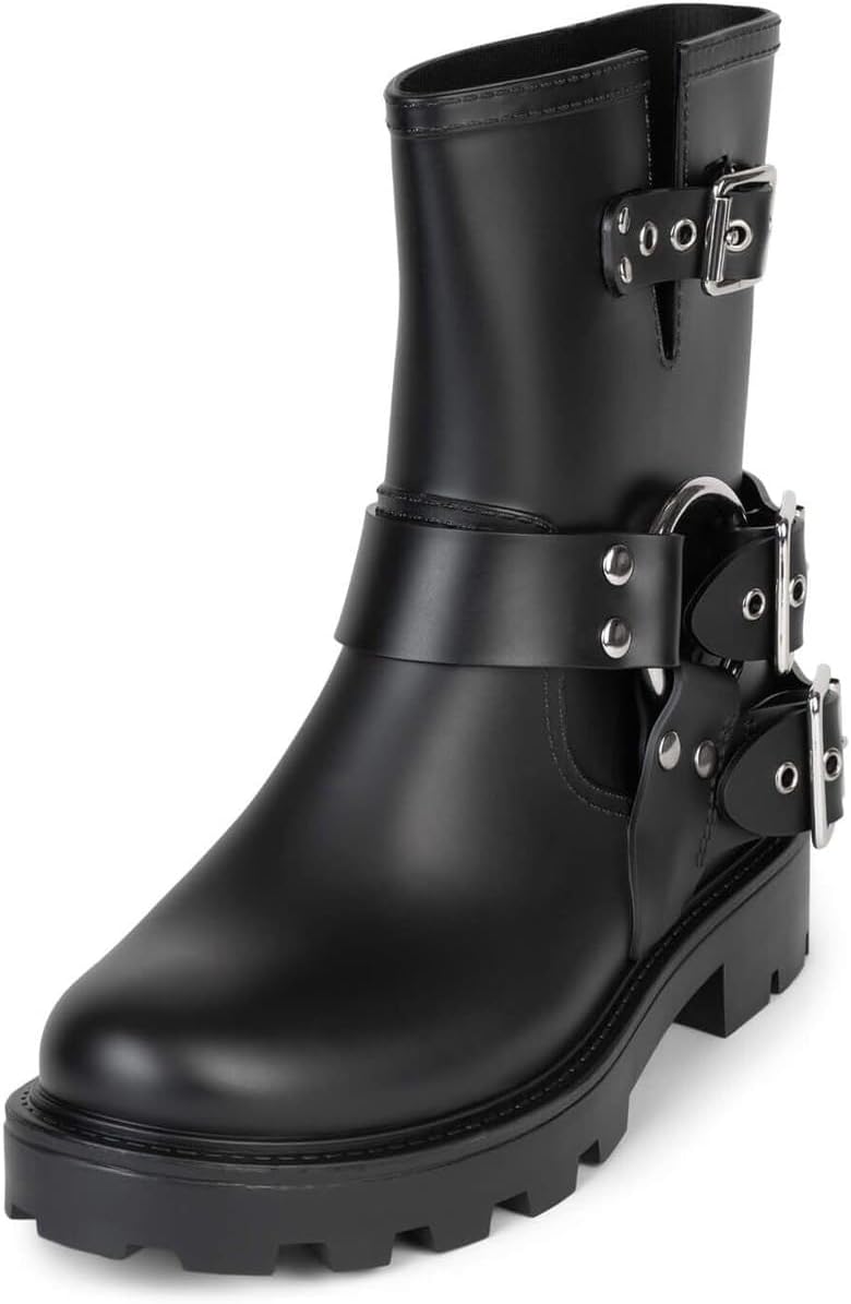Jeffrey Campbell CONTROLLER WOMEN RAIN BOOT Black Matte Silver 8