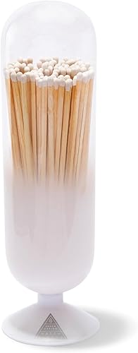 Skeem Cloud - Campana de cristal para chimenea con huelga, fósforos de punta blanca, incluye 120 palos de fósforo grandes, decoración perfecta para