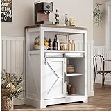 KOLIGEY Farmhouse Storage Cabinet, White Bathroom Cabinet Small Hutch with Door Freestanding Kitchen Pantry Cabinet
