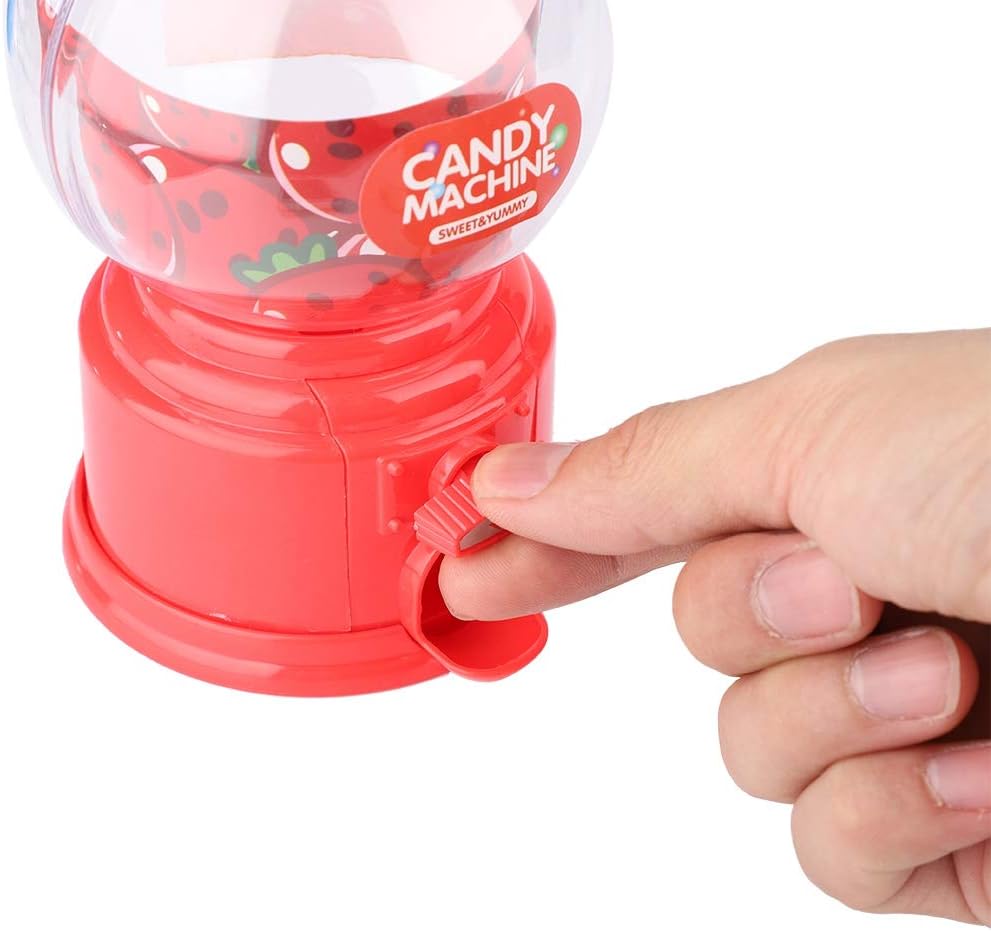 Candy Machine, Portable Children Candy Machine Plastic Mini Gumballs Dispenser Kids Kindergarten Gift (Red)