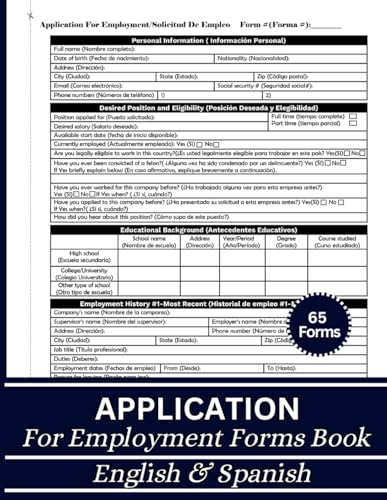 Application For Employment Form Book (English & Spanish): For Small Businesses and Organizations Seeking Employees/Bilingual