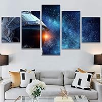 SIGNWIN 5 Panel Canvas Wall Art Modern Art Astronomy & Space Contemporary Cosmic Dramatic Mixed Media Multicolor for Home Decorations Ready to Hang - 60