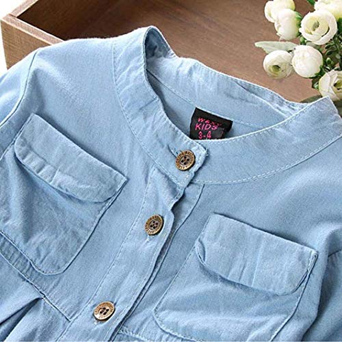 Baby Girls Kid Denim Ruched Long Sleeve T-Shirt Tops Dress Clothing Children Autumn Winter Fashion Blouse (Blue, 3T) #TOP3