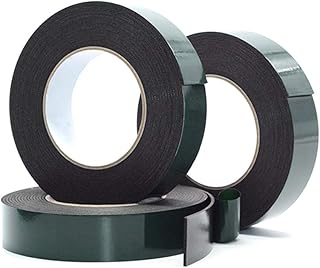 SENRISE Cinta adhesiva de doble cara – 6 unidades impermeable de montaje para placas de matrícula de grado automotriz, adornos de coches, color negro 1 mm x 35 mm x 10 m