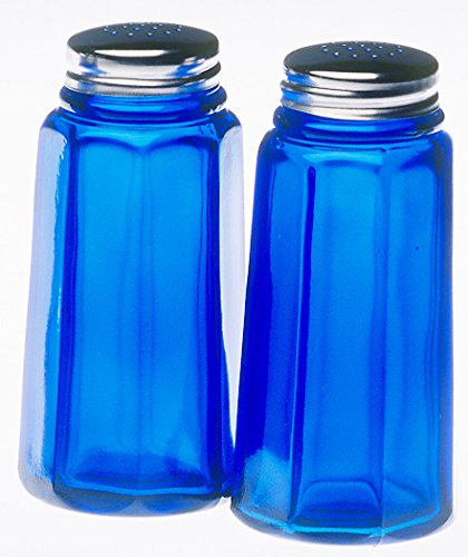 Salt & Pepper Shaker Set - Paneled Pattern - American Made - Mosser Glass USA (Cobalt Blue)