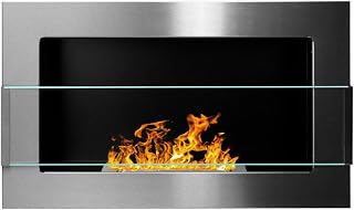 Bio Ethanol Fire BioFire Fireplace Modern 650 x 400 Stainless steel with glass