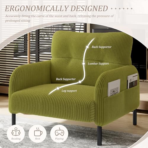 Sillón Plegable Corduroy Verde miniatura 4
