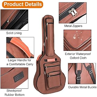 Lawei Housse pour guitare acoustique de 101,6 cm, 104,7 cm, 6 poches, tissu Oxford, rembourrage en éponge de 0,7 cm… - Les Beatles, Paul McCartney, John Lennon, RIngo Starr, George Harrison Lawei Housse pour guitare acoustique de 101,6 cm, 104,7 cm, 6 poches, tissu Oxford, rembourrage en éponge de 0,7 cm… – Image 3