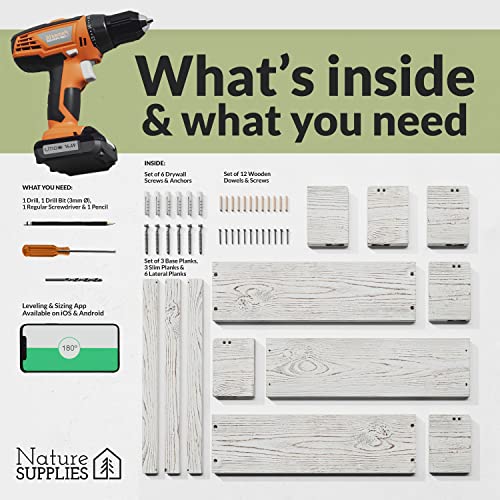 Whitewashed Floating Book Shelves - Set of 3 for Kids' Rooms - Image 5