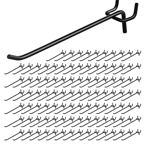 HJW Stainless Steel Pegboard Hooks, 100 Pack, Black, Heavy Duty, L Shape, 8 Inch, for 1/8 and 1/4 Pegboard, Garage Storage Organizer