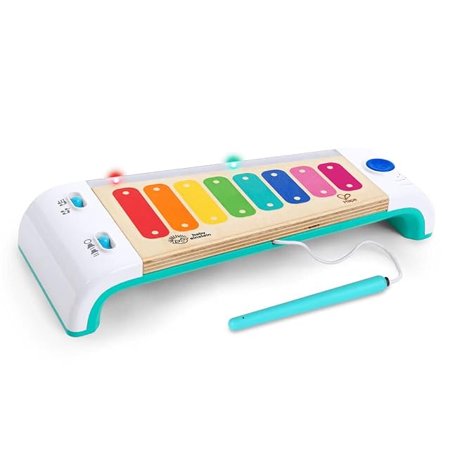 Baby Einstein Hape Magic Touch Xylophone Wooden Musical Toy Instruments for Toddlers, Cause and Effect, 2 Play Modes, Lights and Volume Control, Xilófono, Age 12 MonthsMás, 1 Unidad (Paquete de 1)